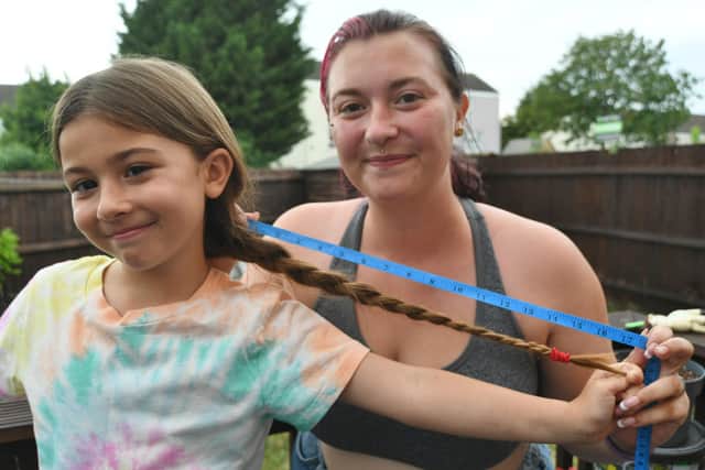 Imogen Dance, 7, with mum Jade-Alice Neal at Paston.