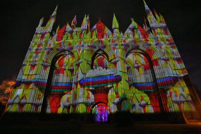 The Angels light show at Peterborough Cathedral.