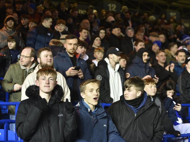 Peterborough United fans watch the 0-0 draw with Charlton Athletic.
