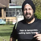 Del Singh training for ten 10k runs around the country.