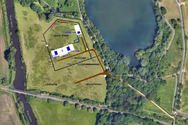 The proposed layout of the festival on Nene Park land.