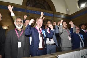 The Peterborough Conservatives celebrate increasing their number of seats on the city council. Photo: David Lowndes.