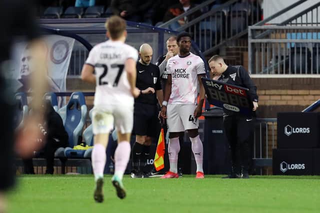 Pemi Aderoju comes on for his Peterborough United debut at Wycombe. Photo: Joe Dent/theposh.com/