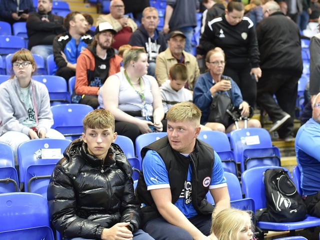 Peterborough United fans ahead of kick-off against Fleetwood Town last night.