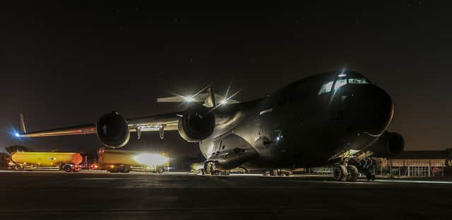A Royal Air Force C-17 aircraft. Night flying missions are due to take place at RAF Wittering next week