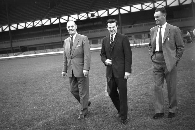 Roker new boy, George Mulhall is flanked by Syd Collings and Alan Brown as he looks round his new home in 1962.