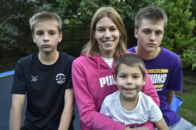 Ukrainian family, Olga Shunko, with her three sons Mykyda Malyk (16), Kyzyl Malyk (11) and Ivan Shunko (6) are now living in Longthorpe (image: David Lowndes).