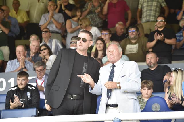 Posh chairman Darragh MacAnthony (left) with director of football Barry Fry. Photo: David Lowndes.
