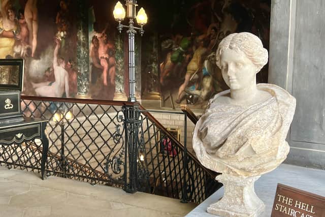 The fully restored figure of the Roman lady now take centres stage among Burghley's sculptures on the famed Hell Staircase.