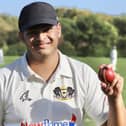Aarav Roy after his eight-wicket haul for Peterborough Town 2nds in a Rutland League game at Kimbolton. Photo Andy Dann.