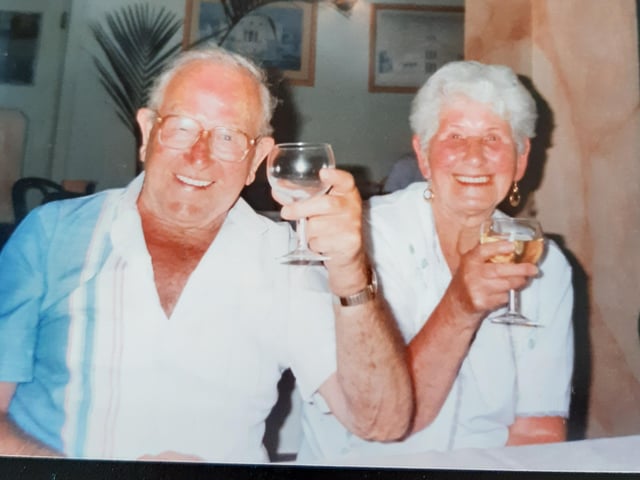 Gladys and husband Bill on holiday.