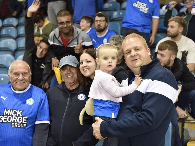 Peterborough United fans ahead of kick-off against Fleetwood Town last night.