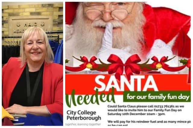 Business operations manager Sue Watsham is desperate to find a Santa to visit City College Peterborough's free Christmas family fun day.