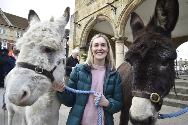 Vanessa Parsons with the donkeys taking part