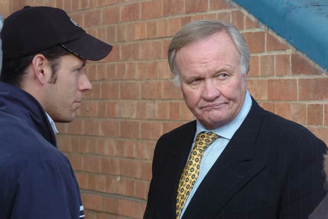 Ron Atkinson with Posh goalkeeper Mark Tyler. Photo PT Archives.