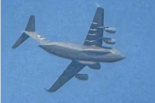 The C-17 Globemaster III above Peterborough