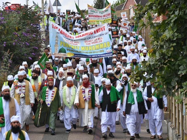 The Holy March in the city to celebrate the birthday of the  Prophet Muhammad