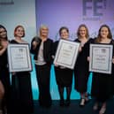 Inspire Education Group's marketing team, from left, Laura Saunders, Emmalee Higgins, Rosie Maclennan, Rachel Watchorn, Kate Knight, Laura Wells and Paulina Zacher, at the College Marketing Network FE First 2024 Awards.