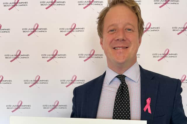 Paul Bristow MP visiting The Estée Lauder Companies’ Breast Cancer Campaign event in Parliament.