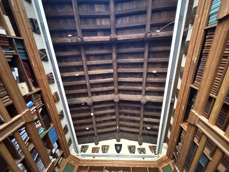 The stunning hand-carved wooden roof