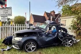 The car hit by a train at Rearsby