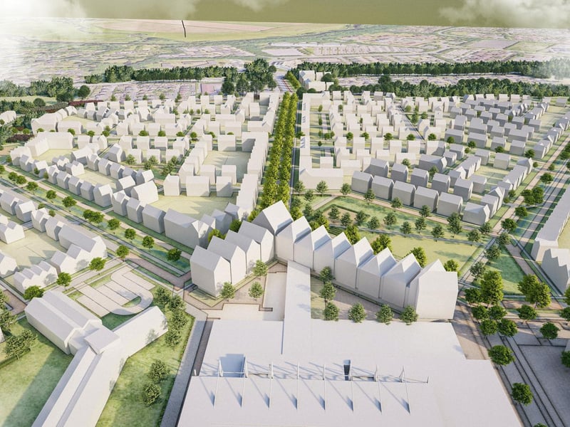 This image shows the Showground development looking at from the leisure village.