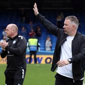 Darren Ferguson waves to the crowd after the final home league game of the season. Photo: Joe Dent.