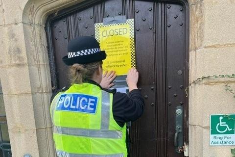 The order being served on the property