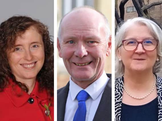 Anna Smith (Labour), Darryl Preston (Conservative) and Edna Murphy (Lib Dems) are running for election