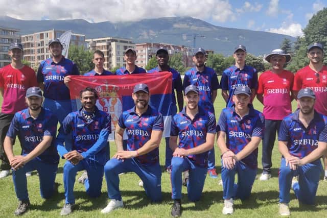 Rob Vitas (front row, third left) with his Serbian international teammates