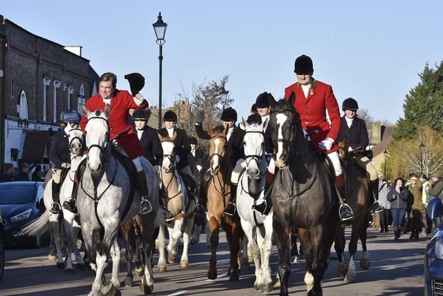 The riders gather at the Fitzwilliam Hunt Boxing Day meet at Stilton