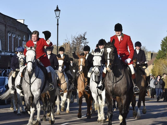 The riders gather at the Fitzwilliam Hunt Boxing Day meet at Stilton