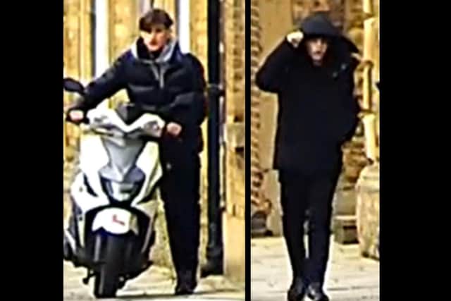 CCTV stills of the two men police wish to speak to.