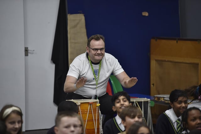 Head teacher Kiel Richardson on the African drums