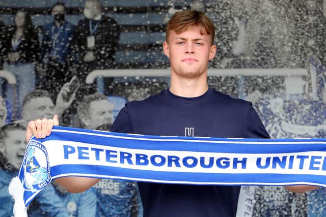 Harvey Cartwright after signing for Posh.