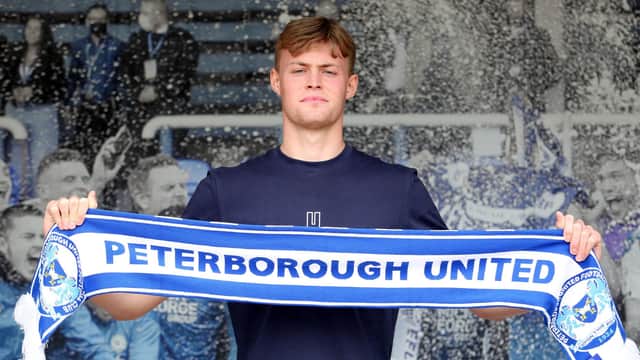 Harvey Cartwright after signing for Posh.