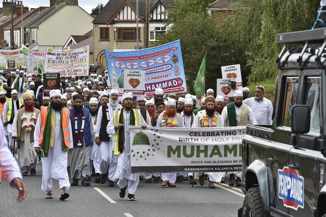 Peterborough Grand Mawlid parade from Alderman's Drive to celebrate the life and legacy of the Prophet Muhammad.
