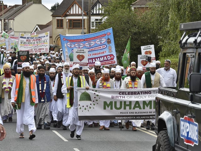 Peterborough Grand Mawlid parade from Alderman's Drive to celebrate the life and legacy of the Prophet Muhammad.