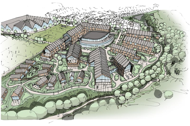 This shows the proposed leisure village on the Showground site.