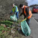  Jenny Wright and Mark Fishpool cleaning up layby on the Castor bypass