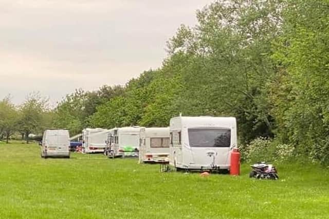 The travellers on the parkland at Werrington