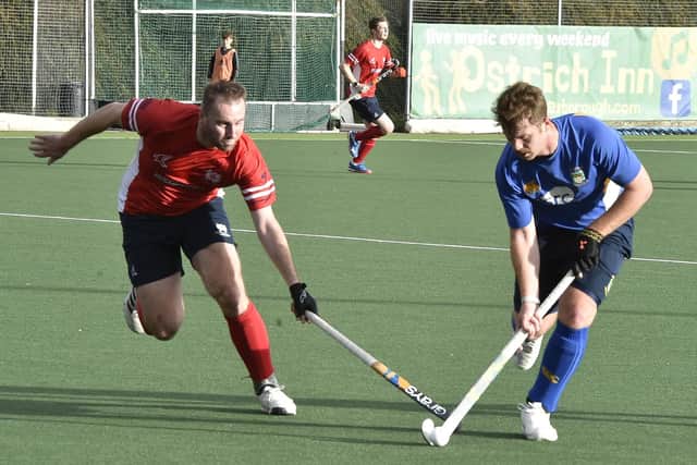 Matt Porter (left) scored for City of Peterborough against St Albans. Photo David Lowndes.