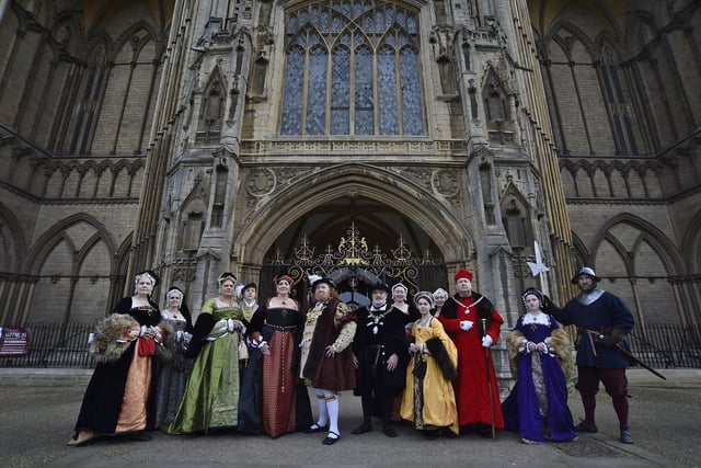 Henry VIII and Katharine of Aragon and their court at Peterborough Cathedra'
