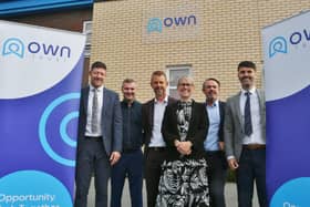 Colin Marks, head teacher at Orton Wistow primary, Trevor Goakes, executive deputy head, Nick File executive deputy head, Becky Ford, head teacher at  Woodston primary, Stuart Mansell, trust CEO and Neil Reilly head teacher at Nene Valley primary, celebrate their success