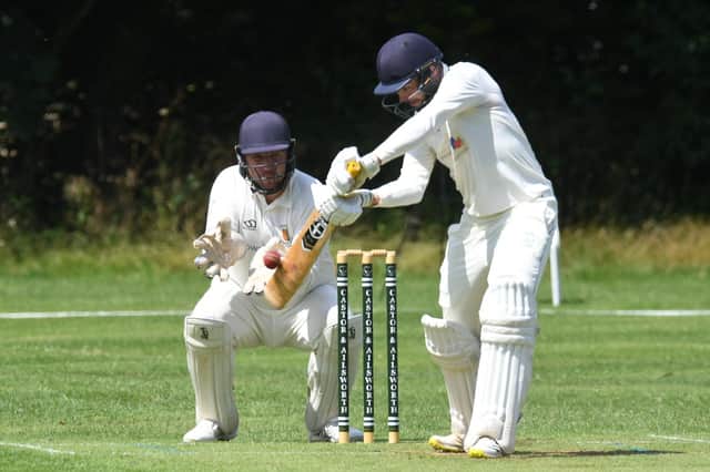 Reece Smith on his way to 58 for Castor against Stamford Town. Photo: David Lowndes.