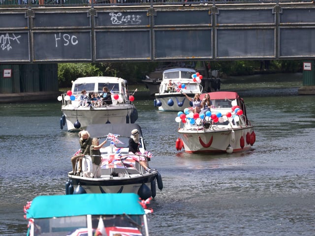 A flotilla of boats from Peterborough Yacht Club at the Embankment to celebrate D Day