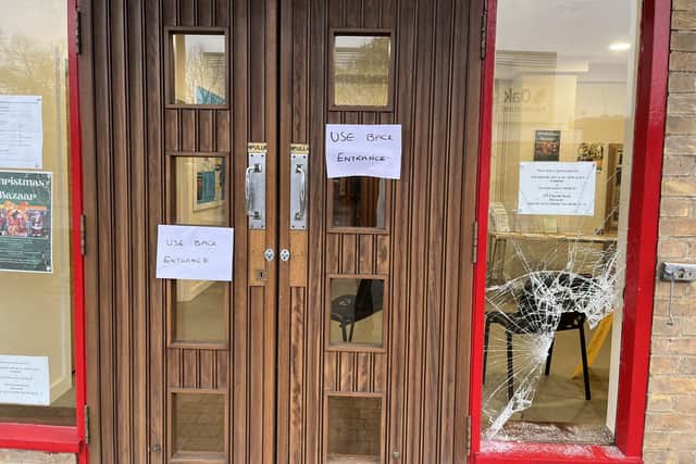 The damage left by thieves at the Sacred Heart and Saint Oswald Parish.
