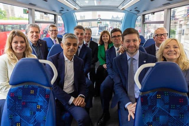 Cambridgeshire and Peterborough Combined Authority Mayor Dr Nik Johnson, back left, joins regional mayors after meeting at 10 Downing Street for a separate meeting at Transport for London.