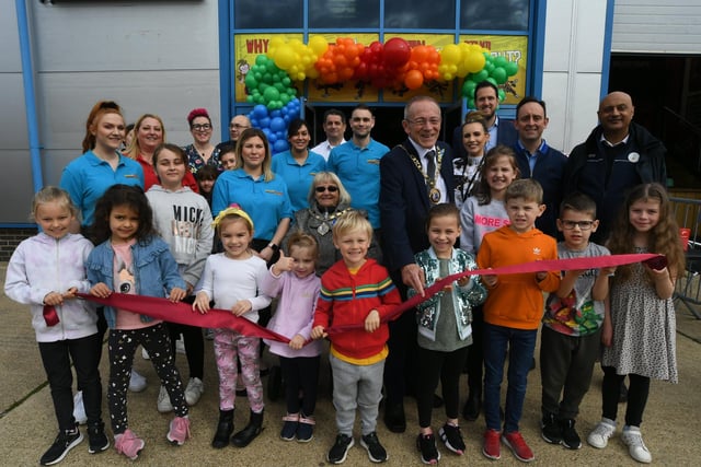 Opening of the Inspired Playtown at Hampton by Mayor of Peterborough Steve Lane
