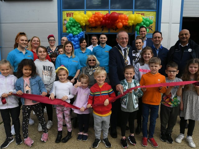 Opening of the Inspired Playtown at Hampton by Mayor of Peterborough Steve Lane